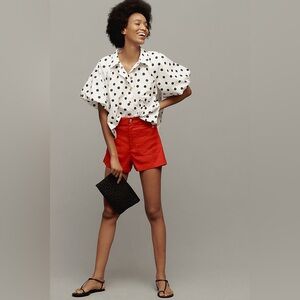 NWT Anthropologie Maeve The Colette Linen Blend Shorts in Red, Size 32
